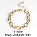 Bracciale a catena a maglie ovali dorate minimalista con chiusura a moschettone - Bracciale / 20+5cm / Oro