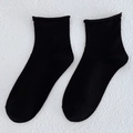 Minimalistische schwarze Damen-Stulpensocken aus Baumwolle mit stylischem Rollrand - Einheitsgröße / Schwarz