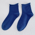 Deep blue cotton slouch socks with a comfortable rolled edge and seamless design - One Size / Light Royal Blue