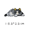 Cute black and grey cat embroidery patch for clothes, size 8.5x3.5 cm with dense stitching - I-Lying Cat (8.5 * 3.5cm)