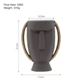 Modern face-shaped matte dark grey ceramic vase with golden handles for home decor - Large Gray Face Vase