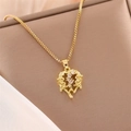 18K vergulde hart engelenvleugels ketting met micro-pave kristallen en box-schakel - Goud