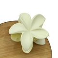 Matte resin egg flower hair claw clip in creamy yellow on a wooden tray background - Matte Bauhinia Flower Claw [White]