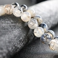 Polished dragon vein agate round beads in gradient black and white with ice crackle texture - Black White Dragon Vein