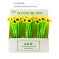 Detailed shot of 48-piece 0.5mm sunflower silicone pens in a white display box - Sunflower