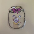 Jar-shaped clear plastic resealable bag with cute cartoon dog and rainbow illustrations - 13*17cm / Yellow