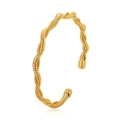 Bracciale rigido dorato retrò con onde geometriche e design a spirale intrecciata - Oro 18K / Oro
