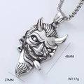 Gedetailleerde afmetingen van de roestvrijstalen Japanse Hannya-masker hanger ketting - Hannya Masker (Met 60cm Ketting)