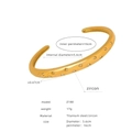 Open armband van titaniumstaal met 18k goudlaag, sterpatroon en glanzende zirkoonsteen - Z180 Gouden Armband met Ster Zirkoon