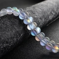 Frosted iridescent crystal agate round loose beads with shimmering blue purple luster - Gray