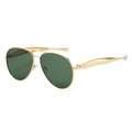 Lunettes aviateur classiques avec monture dorée et verres vert foncé en vue latérale - Monture Dorée Verres Vert Foncé