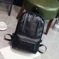 Men's minimalist black PU leather backpack featuring sleek dual-zipper design - Black (9808)