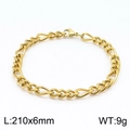 Pulsera de cadena NK dorada de 6mm, 210mm de largo con cierre de mosquetón - 21cm / Dorado