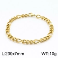 Pulsera de cadena 3:1 en acero inoxidable dorado, longitud de 230mm y ancho de 7mm - 23CM / Dorado
