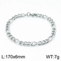 6mm silbernes Figaro-Kettenarmband aus Edelstahl, 170mm Länge und 7g Gewicht - 17cm / Stahlfarben