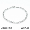 Bracciale Figaro in acciaio al titanio argento, lunghezza 230 mm e larghezza 4 mm - Acciaio 4mm / 17cm