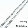 Elegante catena Figaro da 45 cm in acciaio inossidabile argento per donna in stile moda - Acciaio 6mm / 17cm