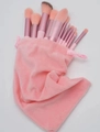 Set di 10 pennelli trucco rosa con custodia in velluto e setole sfumate eleganti - Set da 13 pezzi + Borsa / Rosa Chiaro