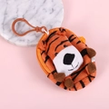 Cute plush tiger coin purse with cartoon embroidery and orange hook on marble plate - 04-Tiger