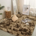 Rectangle brown tie-dye plush rug with soft shaggy texture on wooden floor for cozy home - Gradient Coffee Shaggy / 50*160cm