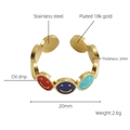 18k gold plated stainless steel open ring with colorful enamel smiley faces - One Size / Gold