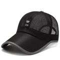 Men's quick-dry black mesh baseball cap with breathable fabric and long visor - Adjustable / Black