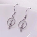 Minimalist S925 sterling silver cat moon drop earrings on a clean white textured background - Cat Circle Style (EG029) / White Gold