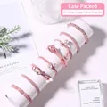 8-piece set of pink Korean elastic hair ties featuring pearls, bows and textures - Style 27# Cute Korean Pink Set (8 Pcs)