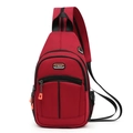 Deep red sling bag with black contrast mesh side pocket and durable fabric design - Burgundy