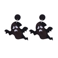 Halloween black ghost acrylic earrings for women with festive horror design on white backdrop - Flying Ghost Style