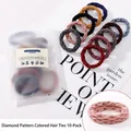 10-piece set of diamond-weave colorful elastic hair ties with matte packaging - 29# Diamond Pattern 10 Items In Color - Bagged