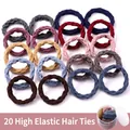 20pcs high elasticity hair ties set in various colors with a clear storage jar - Style 6# Rhombus Pattern Mixed Colors (20 Pcs Canister)