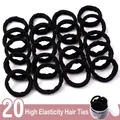 Set of 20 high-elastic black hair ties with spiral texture in a clear storage tube - #5 Wavy Black 20 Sticks - Canned