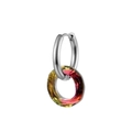 Gepolijste roestvrijstalen oorringen met een veelzijdige gradiënt kristallen hanger - Rood-Goud Multi-kleur #2 - Enkel Stuk