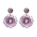 Zachte paarse chiffon kant bloem oorbellen met mesh bloemblaadjes en parel accent - Oorbellen (Lang) / Paars