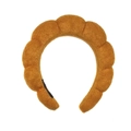 Padded ginger yellow sponge headband with soft terry cloth texture for spa and makeup - Brown Towel Cloth