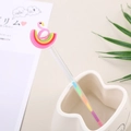 Rainbow flamingo gel pen with transparent barrel in a minimalist desk organizer - Pink Swan