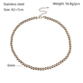 Polished 6mm stainless steel bead necklace in rose gold finish with lobster clasp - 6mm