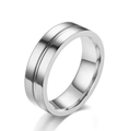 Polished silver titanium steel ring featuring a sleek center groove design for men - US 6 / Silver Without Diamond