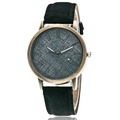 Orologio al quarzo in bronzo vintage con quadrante e cinturino in denim nero testurizzato - Nero