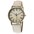 Orologio al quarzo retrò con cassa in bronzo, cinturino beige e numeri romani - Cachi