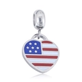 Stainless steel heart pendant with red white and blue US flag enamel design - USA Flag Heart (NO.3)