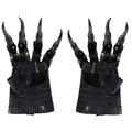 Schwarze Drachenkrallen Cosplay Handschuhe mit Lederstruktur und Nieten für Halloween - Einheitsgröße / Leder Drachenkralle