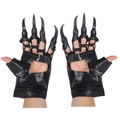 Schwarze Drachenkrallen-Handschuhe mit Krokodilstruktur und Nieten für Halloween-Cosplay - Einheitsgröße / Damen Drachenkralle