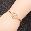 Brazilian style beaded bracelet with Virgin Mary medallion and micro-set zircon accents - Our Lady of Guadalupe - Clear Zirconia