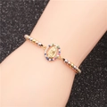 Colorful Brazilian style beaded bracelet with zircon Mary pendant on wrist - Multicolor Bead Chain - Virgin Mary