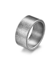 Vintage 10mm matte geborstelde titanium stalen ring met een zilveren afwerking - US 10 / Antiek Zilver