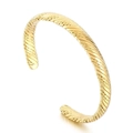French vintage style twisted rope gold cuff bracelet in polished stainless steel finish - Gold (KB169676-KFC)