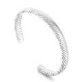 Vintage style silver titanium steel twisted C-shape open cuff bracelet for women - Silver (KB169675-KFC)