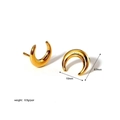 Macro view of 10mm golden arc stud earrings with dimensions and 0.9g weight details - Gold Style (YYE023207-G)
